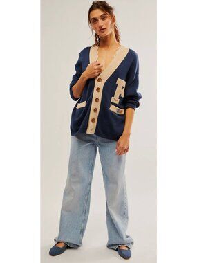 Found Varsity Contrast Cardigan-sz Medium